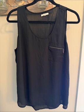 Maurices Black Sleeveless Tank with Zipper Chest Pocket